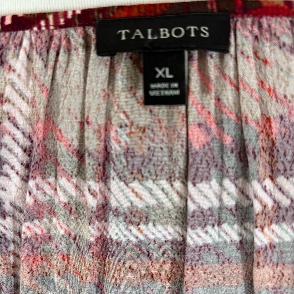 NWOT Talbots Brown/Orange Plaid Long Sleeve Top - Picture 5 of 6